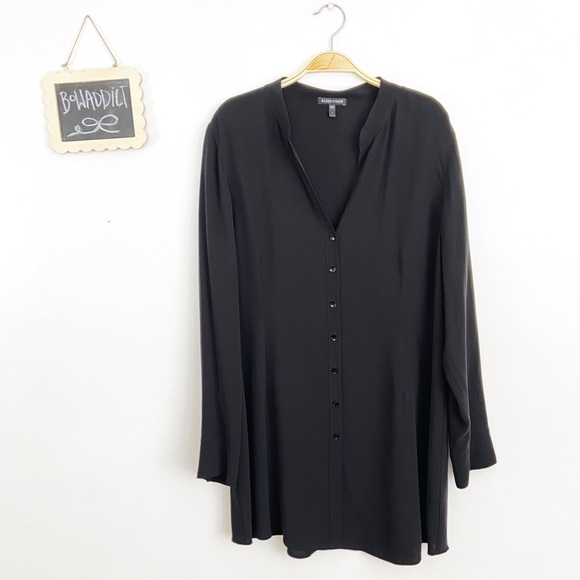 Eileen Fisher Tops - [Eileen Fisher] Black Silk Button Down Tunic Dress